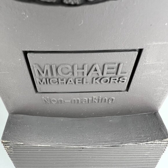 Michael Kors Girls Brown Flat Fully Zip Gold MK Logo Tone Size 3 Riding Boots - Picture 9 of 12